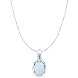 Oval Lab Opal Solitaire Pendant Necklace