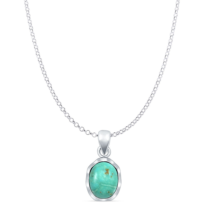 Oval Turquoise Solitaire Pendant Necklace