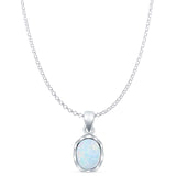 Oval Lab Opal Solitaire Pendant Necklace