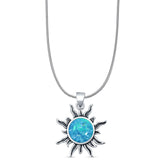 Round Lab Opal Sun Pendant Necklace