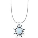 Round Lab Opal Sun Pendant Necklace