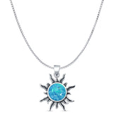 Round Lab Opal Sun Pendant Necklace