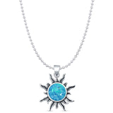 Round Lab Opal Sun Pendant Necklace