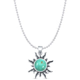 Round Turquoise Sun Pendant Necklace