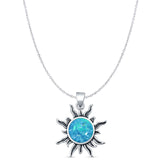 Round Lab Opal Sun Pendant Necklace