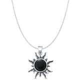 Round Black Onyx Sun Pendant Necklace