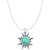 Round Turquoise Sun Pendant Necklace