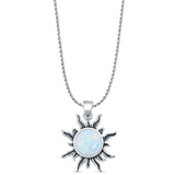 Round Lab Opal Sun Pendant Necklace