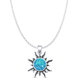 Round Lab Opal Sun Pendant Necklace