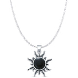 Round Black Onyx Sun Pendant Necklace