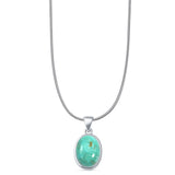 Oval Turquoise Solitaire Pendant Necklace