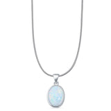 Oval Lab Opal Solitaire Pendant Necklace