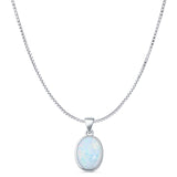 Oval Lab Opal Solitaire Pendant Necklace