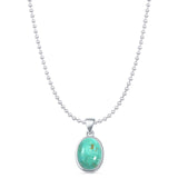 Oval Turquoise Solitaire Pendant Necklace