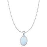Oval Lab Opal Solitaire Pendant Necklace