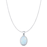 Oval Lab Opal Solitaire Pendant Necklace