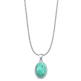 Oval Turquoise Solitaire Pendant Necklace