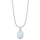 Oval Lab Opal Solitaire Pendant Necklace