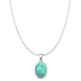 Oval Turquoise Solitaire Pendant Necklace