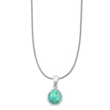 Pear Turquoise Solitaire Pendant Oxidized Snake Chain Necklace 925 Sterling Silver