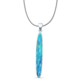 Oval Lab Opal Stick Pendant Necklace