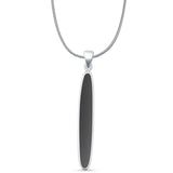 Oval Black Onyx Stick Pendant Oxidized Snake Chain Necklace 925 Sterling Silver