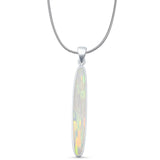 Oval Lab Opal Stick Pendant Necklace