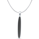 Oval Black Onyx Stick Pendant Oxidized Box Chain Necklace 925 Sterling Silver