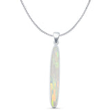 Oval Lab Opal Stick Pendant Necklace