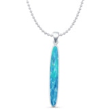 Oval Lab Opal Stick Pendant Necklace