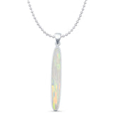 Oval Lab Opal Stick Pendant Necklace