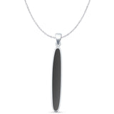 Oval Black Onyx Stick Pendant Oxidized Cable Chain Necklace 925 Sterling Silver