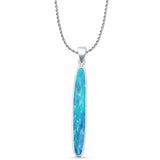 Oval Lab Opal Stick Pendant Necklace