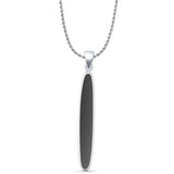 Oval Black Onyx Stick Pendant Oxidized Rope Chain Necklace 925 Sterling Silver