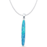 Oval Lab Opal Stick Pendant Necklace