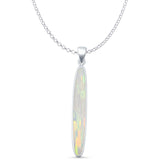 Oval Lab Opal Stick Pendant Necklace