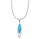 Marquise Lab Opal Solitaire Pendant Necklace
