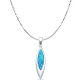 Marquise Lab Opal Solitaire Pendant Necklace