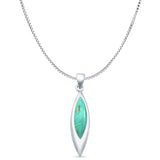 Marquise Turquoise Solitaire Pendant Box Chain Necklace 925 Sterling Silver