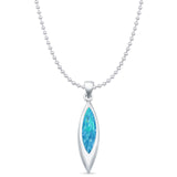Marquise Lab Opal Solitaire Pendant Necklace