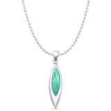 Marquise Turquoise Solitaire Pendant Necklace