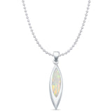 Marquise Lab Opal Solitaire Pendant Necklace