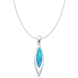 Marquise Lab Opal Solitaire Pendant Necklace