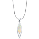 Marquise Lab Opal Solitaire Pendant Necklace