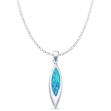 Marquise Lab Opal Solitaire Pendant Necklace