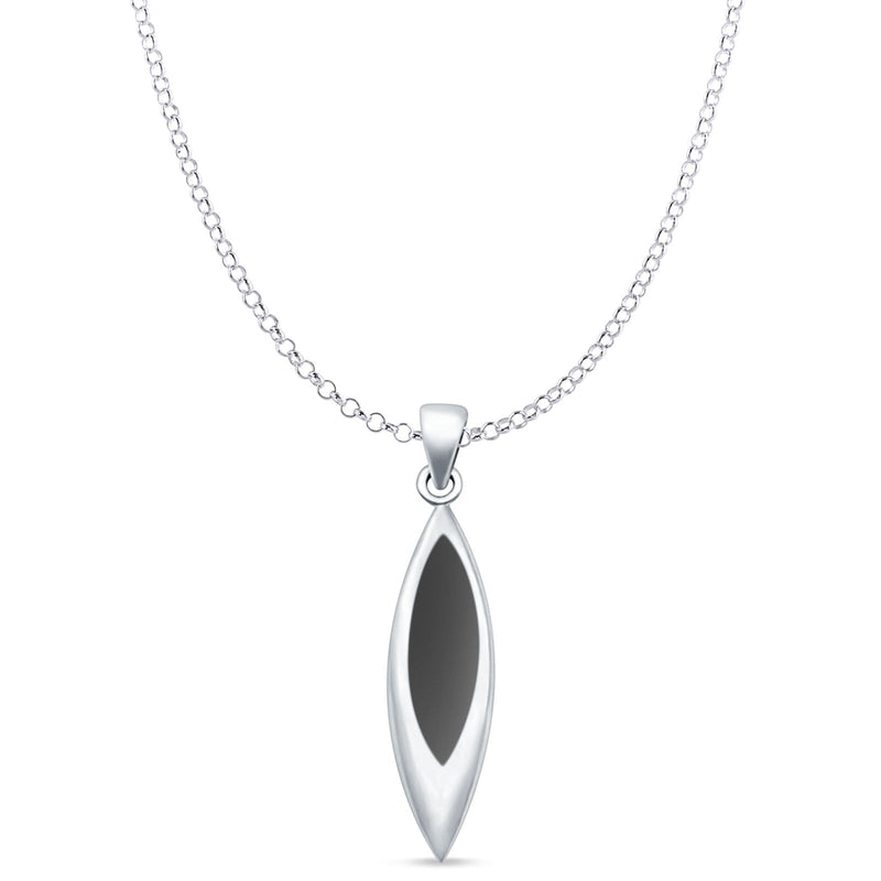 Marquise Black Onyx Solitaire Pendant Necklace