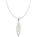 Marquise Lab Opal Solitaire Pendant Necklace