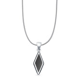 Diamond Shape Black Onyx Oxidized Pendant Necklace