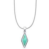 Diamond Shape Turquoise Oxidized Pendant Necklace