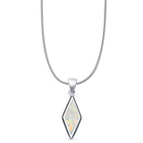 Diamond Shape Lab Opal Oxidized Pendant Necklace